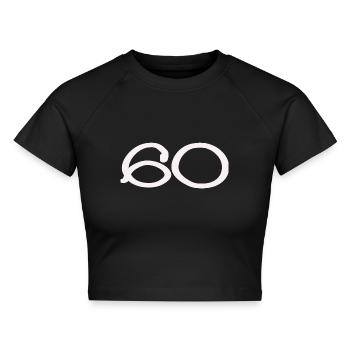 60. 60 JAHRE. 60-JÄHRIGES JUBILÄUM. 60. GEBURTSTAG. - Cropped Frauen Organic T-Shirt - Schwarz - Vorne - AI Model Female 172 light (172cm)
