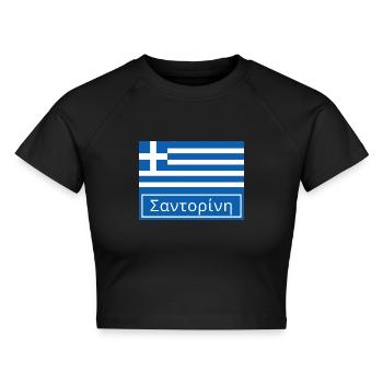 Santorini auf Griechisch geschrieben - Cropped Frauen Organic T-Shirt - Schwarz - Vorne - AI Model Female 172 light (172cm)
