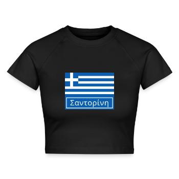 Santorini auf Griechisch geschrieben - Cropped Frauen Organic T-Shirt - Schwarz - Vorne - AI Model Female 172 light (172cm)