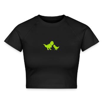 Dinos Dinosaurs - Cropped Frauen Organic T-Shirt - Schwarz - Vorne - AI Model Female 172 light (172cm)