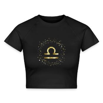 Waage Sternzeichen - Cropped Frauen Organic T-Shirt - Schwarz - Vorne - AI Model Female 172 light (172cm)