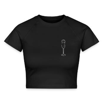 Sekt minimalistisch - Cropped Frauen Organic T-Shirt - Schwarz - Vorne - AI Model Female 172 light (172cm)