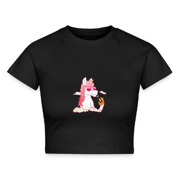 Unicorn Vaping - Cropped Frauen Organic T-Shirt - Schwarz - Vorne - AI Model Female 172 light (172cm)