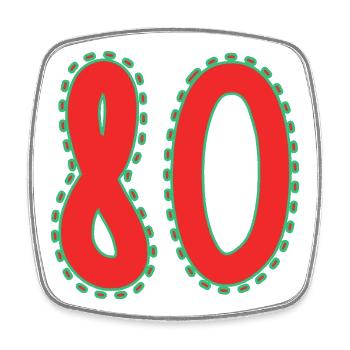 80. 80 YEARS. 80th ANNIVERSARY. 80 YEARS ANNIVERSARY. - Square fridge magnet - white - Front