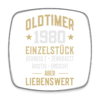 LUSTIG 46. GEBURTSTAG OLDTIMER 1980 EINZELSTÜCK - Viereckiger Kühlschrankmagnet - Weiß - Vorne