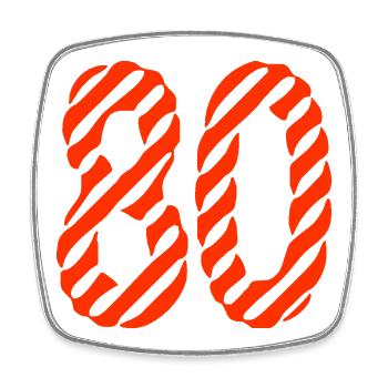 80. 80 JAHRE. 80-JÄHRIGES JUBILÄUM. 80. GEBURTSTAG. - Viereckiger Kühlschrankmagnet - Weiß - Vorne