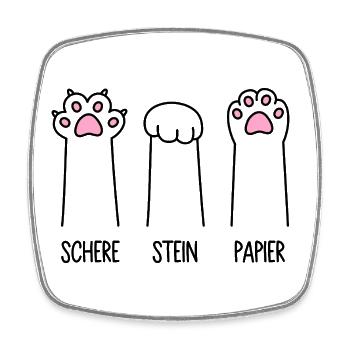 Schere Stein Papier Katze Pfote Spiel Katzenpfoten - Viereckiger Kühlschrankmagnet - Weiß - Vorne