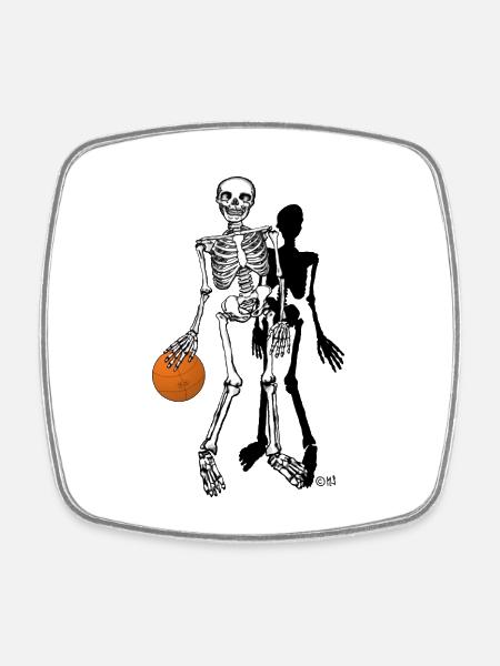 skelett basketball - Viereckiger Kühlschrankmagnet - Weiß