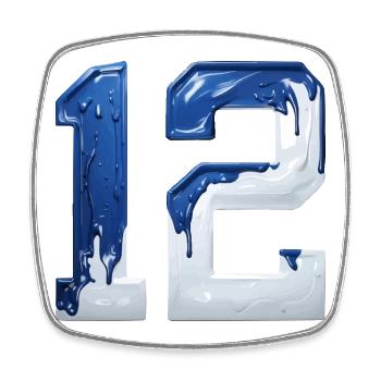 NON. 12 NUMÉRO 12 BLEU BLANC 12E ANNIVERSAIRE - Magnet carré - blanc - Devant