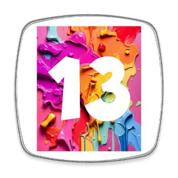 NO. 13 NUMBER 13 COLORFUL 13TH BIRTHDAY - Square fridge magnet - white - Front