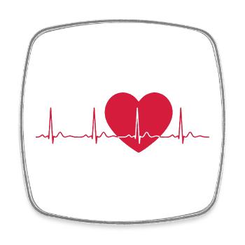 Herzschlag-EKG-Linie Medizinischer Pulswellen-Ikon-Vektor - Viereckiger Kühlschrankmagnet - Weiß - Vorne