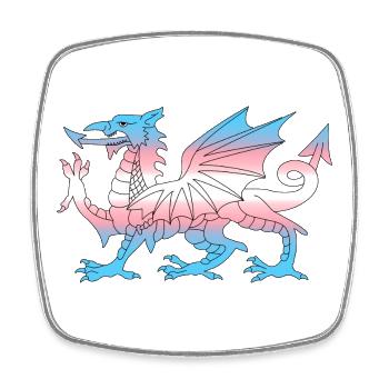 Wales Trans Flag, Baner Trans Cymru, Transgender - Square fridge magnet - white - Front