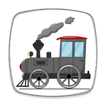 Kinderzug Eisenbahn grau - Viereckiger Kühlschrankmagnet - Weiß - Vorne