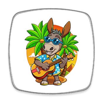 Lustige Esel Cartoon Sommer Strand Sonnenbrille - Viereckiger Kühlschrankmagnet - Weiß - Vorne