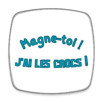 Magne-toi J'ai les Cr*cs – Bleu Pop - Magnet carré - blanc - Devant