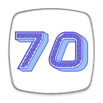 70. 70 ANS. 70e ANNIVERSAIRE. ANNIVERSAIRE 70 ANS. - Magnet carré - blanc - Devant