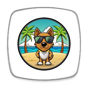Nouvelle-Zélande Chien Race Dessin Animé Lunettes De Soleil Plage - Magnet carré - blanc - Devant