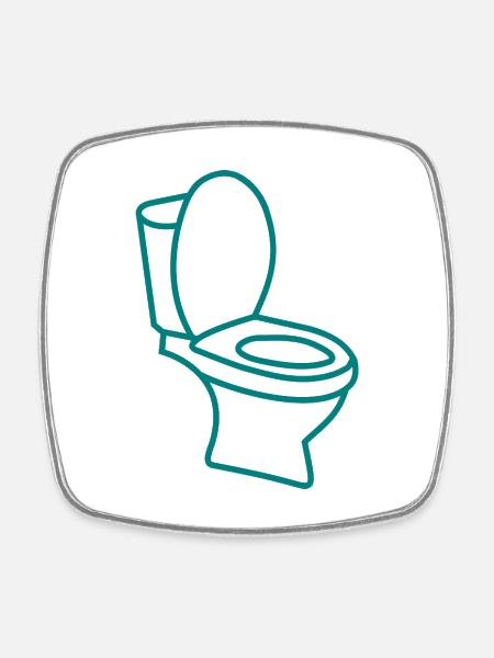 Klo WC Toilette - Viereckiger Kühlschrankmagnet - Weiß