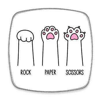 Roche Papier Ciseaux - Magnet carré - blanc - Devant