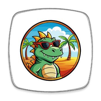 Dragon Funny Cartoon Lunettes de soleil de plage d’été cool - Magnet carré - blanc - Devant