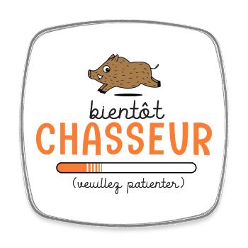 Bientôt Chasseur Body Bébé Cadeau Papa Chasse - Magnet carré - blanc - Devant