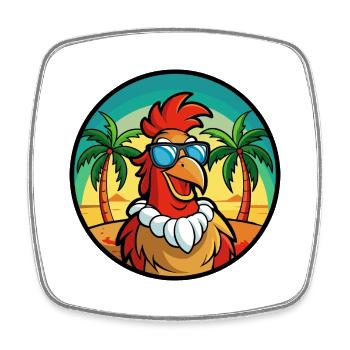 Hahn Lustige Cartoon Sommer Strand Sonnenbrille Cool - Viereckiger Kühlschrankmagnet - Weiß - Vorne
