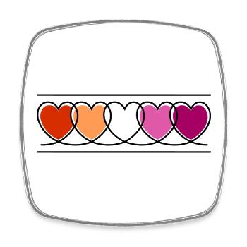 Lesbian Lesbian Hearts - Square fridge magnet - white - Front