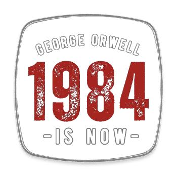 GEORGE ORWELL 1984 - Viereckiger Kühlschrankmagnet - Weiß - Vorne