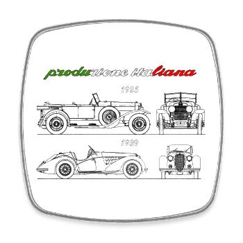 vintage car produced in Italy - Square fridge magnet - white - Front