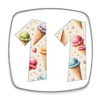 EISCREME NUMMER 11 JAHRE EIS 11. GEBURTSTAG - Viereckiger Kühlschrankmagnet - Weiß - Vorne