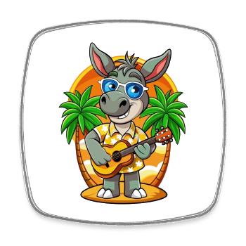 Lustige Esel Cartoon Sommer Strand Sonnenbrille - Viereckiger Kühlschrankmagnet - Weiß - Vorne
