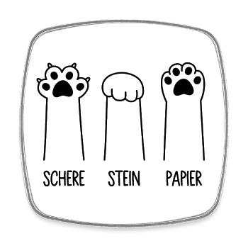 Schere Stein Papier Katze Pfote Spiel Katzenpfoten - Viereckiger Kühlschrankmagnet - Weiß - Vorne