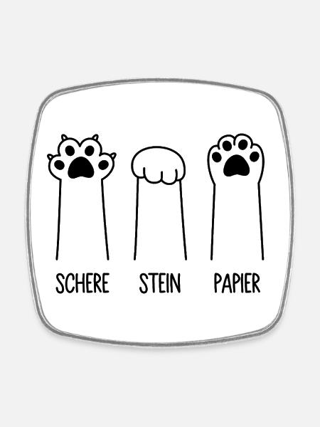 Schere Stein Papier Katze Pfote Spiel Katzenpfoten - Viereckiger Kühlschrankmagnet - Weiß