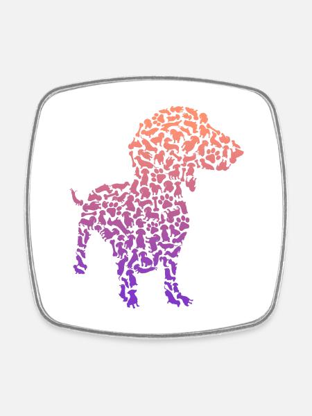 Dackel Mama Dachshund Besitzer Kinder Teckel - Viereckiger Kühlschrankmagnet - Weiß