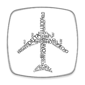 Avion B747 - Magnet carré - blanc - Devant