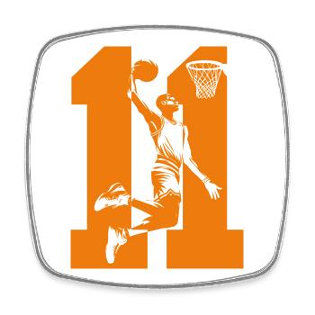 NUMMER 11 BASKETBALL 11. GEBURTSTAG - Viereckiger Kühlschrankmagnet - Weiß - Vorne