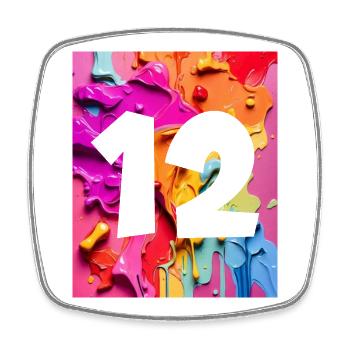 NON. 12 NUMÉRO 12 COLORÉ 12E ANNIVERSAIRE - Magnet carré - blanc - Devant