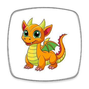Dragon Cute Mascot Cartoon Character Kawaii - Square fridge magnet - white - Front