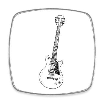 Guitar - Les Paul - Music - Retro - Square fridge magnet - white - Front