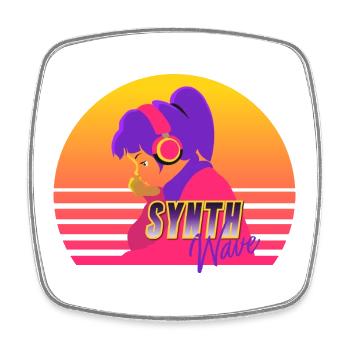 Synthwave Girl - Square fridge magnet - white - Front
