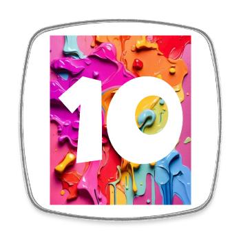 NON. 10 NUMÉRO 10 COLORÉ 10E ANNIVERSAIRE - Magnet carré - blanc - Devant