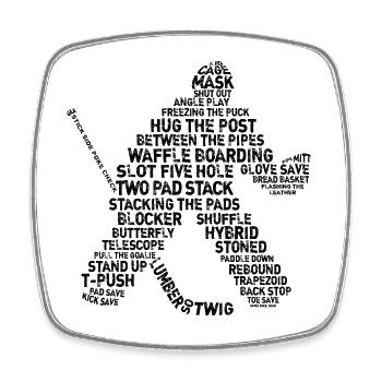 Hockey Goalie Word Art Design - Square fridge magnet - white - Front
