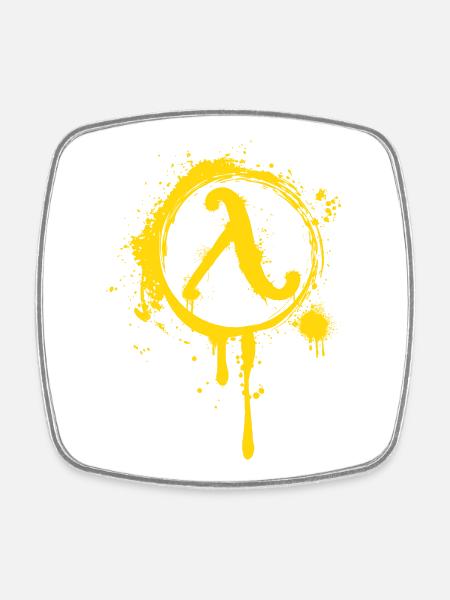 Halbwertszeit Widerstand Lambda-Symbol - Viereckiger Kühlschrankmagnet - Weiß