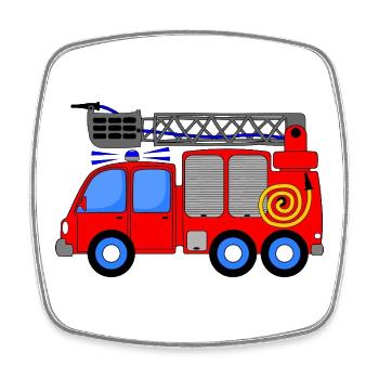 Fire engine children - Square fridge magnet - white - Front