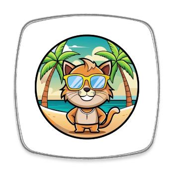 Pixie Bob Katzenrasse Cartoon Sonnenbrille Strand - Viereckiger Kühlschrankmagnet - Weiß - Vorne