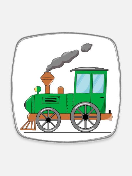 Kinderzug Eisenbahn grün - Viereckiger Kühlschrankmagnet - Weiß
