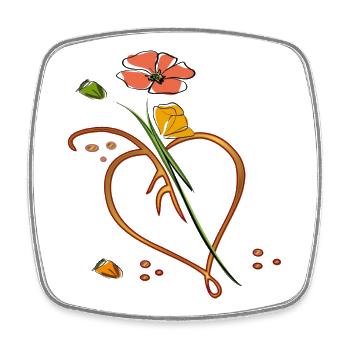 Flowers, flower with leaf in the shape of a heart - Square fridge magnet - white - Front