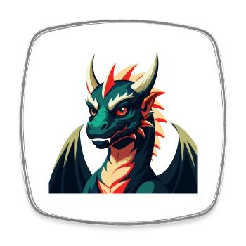 Drache Cartoon Figur Buntes Haustier Tier - Viereckiger Kühlschrankmagnet - Weiß - Vorne