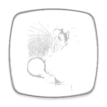 Nikola Tesla avec ampoule et bobine Tesla - Magnet carré - blanc - Devant