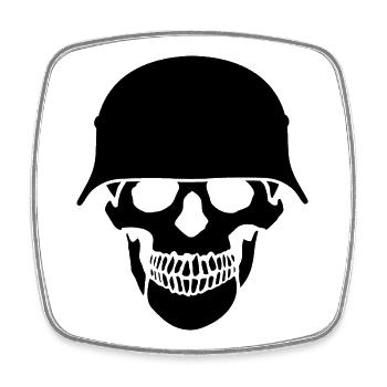 Schädelhelm / Schädelperlen - Viereckiger Kühlschrankmagnet - Weiß - Vorne